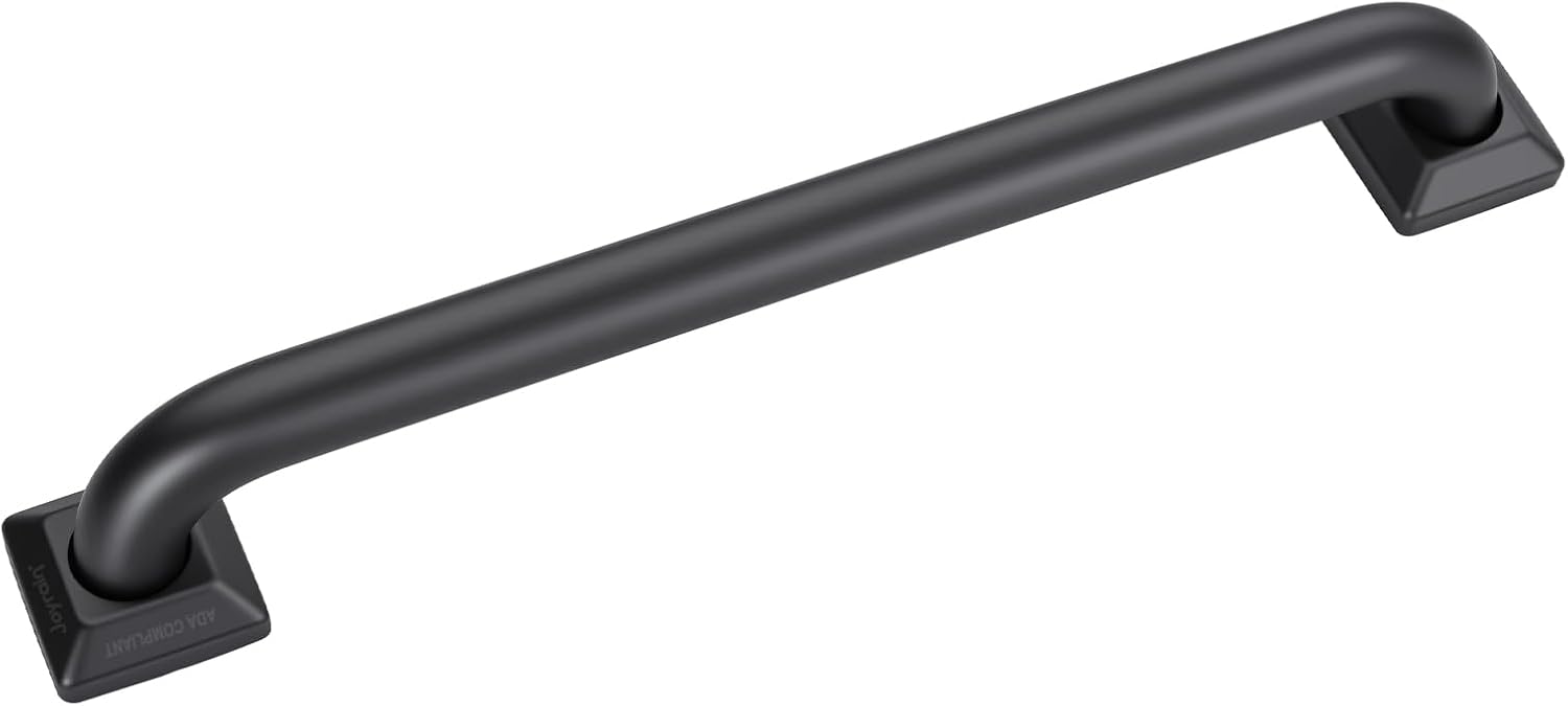 joyrain 500lb Capacity Stainless Steel Grab Bar - Heavy Duty Bathroom Safety Rail for Elderly, Anti-Slip Shower Handle, ADA Compliant (Matte Black, 18inch)