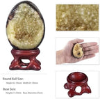 Rockcloud Natural Septarian Dragon Geode Egg with Resin Stand, Healing Crystal Egg Figurine Mineral Specimen for Home Office Decor, 41-50mm