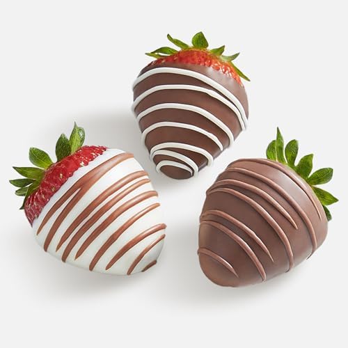 Shari’s Berries Gourmet Drizzled Strawberries | Chocolate Covered Strawberry Gift Box | Ideal for Mother's Day, Anniversary, Birthdays, Congratulations, or Saying Thank You (Full Dozen, 12 Berries)