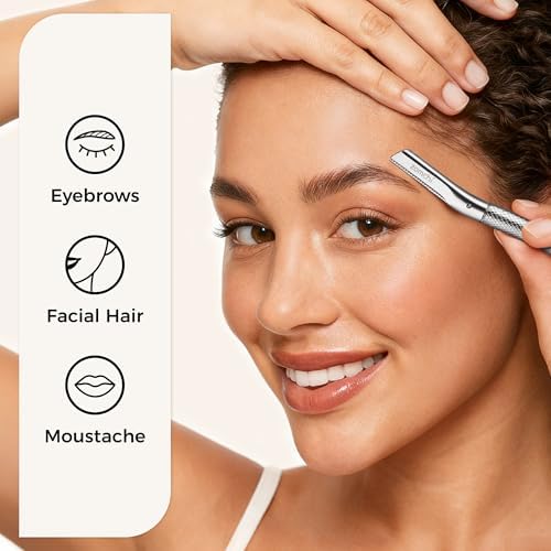 ZOMCHI Eyebrow Razor, Face Razors for Women&Men, Eyebrow Trimmer Shaper with Precision Cover,Facial Shaver with 6 Blades (Silver)