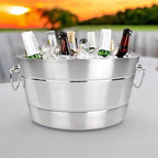BREKX Stainless Steel Ice Bucket for Parties, Double Wall Insulated Anchored Brushed Drink Tub & Wine Bucket with Double Hinged Handles, Drink Chiller for Parties, 12QT (3 Gallon), 100% Leak Proof