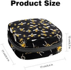 Sanitary Napkin Storage Bag,Period Bag,Pad Bag,Bees Black Background,Period Pouch