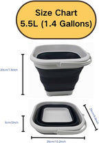 SAMMART 5.5L (1.4 Gallon) Collapsible Square Handy Bucket/Foldable SquareWater Pail/Portable Tub with Handle. (Grey/Slate Grey, 1)