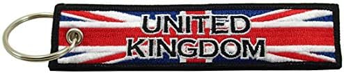 United Kingdom of Great Britain Union Jack Flag Key Chain, 100% Embroidered