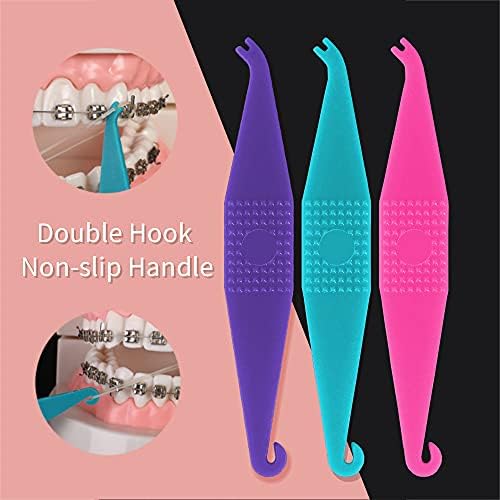 100 Pack Braces Rubber Band Tool Dental Elastic Rubber Bands Placers for Braces Disposable Plastic Orthodontic Elastic Placers