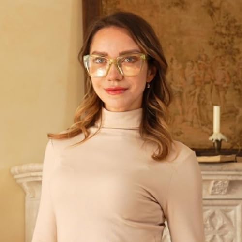 Oversized Cat Eye Blue Light Blocking Reading Glasses for Women Men, TR90 Stylish Glasses, Computer Readers