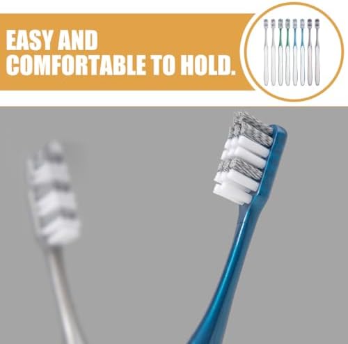 DOITOOL Hard Bristle Men’s Toothbrush 8pcs Set (4pcs X 2) Large Head Manual Toothbrushes for Travel and Household Plastic Teeth Cleaning Tools
