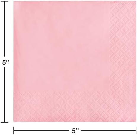 Creative Converting Paper Napkins, 3-Ply Beverage Size, Classic Pink Color, 50-Count Packages (Pack of 5)