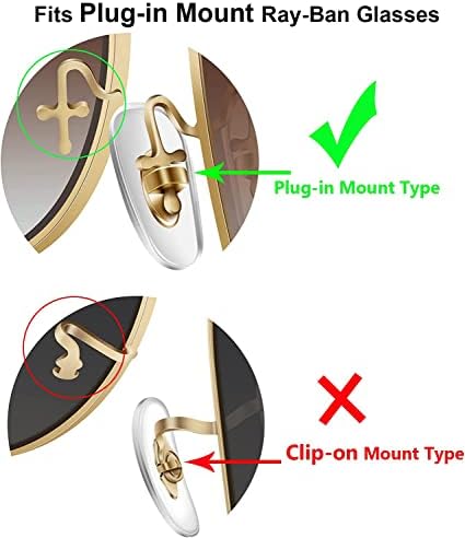 5 Pairs Replacement Nose Pads for Ray-Ban RB3549, RB4071, RB6335, RB6375, RB7164 More Plug-in/Push in Mount Type Eyeglasses, Sunglasses Models - Gold