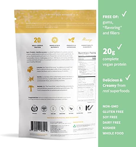 Sprout Living Epic Protein Bundle - Chocolate Maca & Vanilla Lucuma (20g Organic Plant-Based Protein Powder, Vegan, Gluten Free, Superfoods) | 1lb, 12 Servings