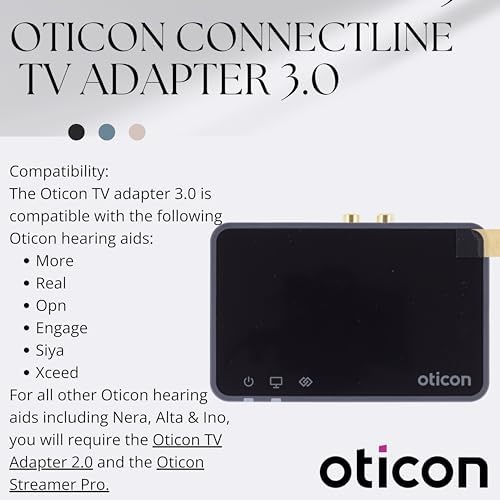Otto Tech Oticon ConnectLine Adapter TV 3.0, Compatible with Oticon More, Real, Opn, Engage, Siya, Xceed Hearing Aids