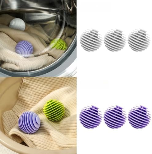 6pcs Laundry Ball, Silicone Wash Ball for Washing Machine, Lint Remover Dryer Balls, Soft Pet Fur Catcher Balls for Laundry, Reusable Home Gadgets(White/Purple)