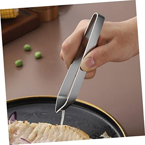 DOITOOL 6pcs Stainless Steel Manual Fish Bone Tweezers for Removing Pig Hair Chicken and Fish Bones Comfortable Grip Silver for Kitchen Use