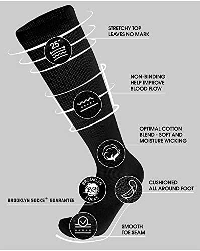 6 Pairs of Diabetic Over The Calf - Knee High Cotton Socks (Black - 6 Pairs, Fit Men's Shoe Size 12-15)