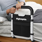 Bed Rails for Elderly Adults Safety - ASTM Approved Adjustable Bed Cane with Non-Slip Ergonomic Handle & Storage Pocket, Bed Railings for Seniors Support 350 LBS, Tool-Free
