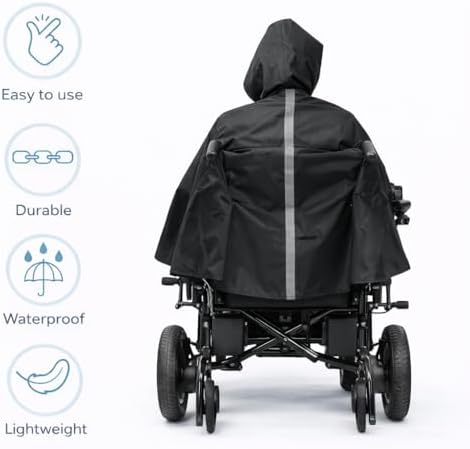 moovon Waterproof Wheelchair Poncho Rain Cover for Electric Wheelchair & Mobility Scooter, Full Body Rain Cape with Hood, Universal Wheelchair Accessories for Adults & Seniors