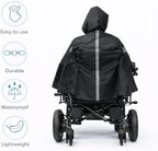 moovon Waterproof Wheelchair Poncho Rain Cover for Electric Wheelchair & Mobility Scooter, Full Body Rain Cape with Hood, Universal Wheelchair Accessories for Adults & Seniors