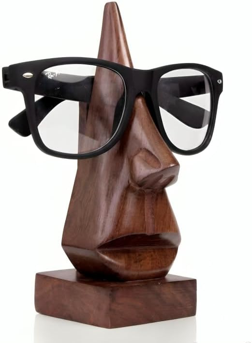Wooden Nose Shaped Spectacle Specs Eyeglass Holder Stand