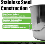 Grip Stainless Steel Bucket (2 Gallon) - Great for Pets, Cleaning, Food Prep - Hang on Fences, Cages, Kennels - Home, Garage, Workshop