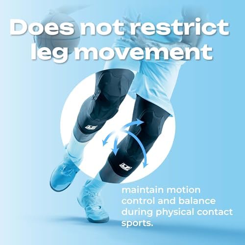 LP SUPPORT IM710 Shield Padded Leg Compression Sleeve, Ergonomic Knee Pad Support for Basketball, Volleyball, Running, Gym Workouts, Breathable Elastic Fabric for Men & Women (White, M, 1-Pcs)