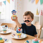 48 Pcs Edible Happy Fathers Day Cupcake Toppers Picks Happy Father's Day Theme Men Birthday Party Cake Decorations Supplies