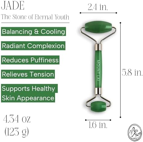 Mount Lai De-Puffing Jade Facial Roller – The Stone of Eternal Youth, Authentic Jade Face Roller for Sculpting, Soothing & Glowing Skin, Ultimate Facial Massager Tool for Self-Care Ritual