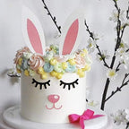 3 Set Christmas Cake Topper Decorations Reindeer Antler Rabbit Bunny Cake Topper with Eyelashes Nose Ear for Easter Xmas Halloween Party Decor Supplies