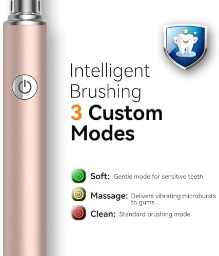 JTF Sonic Electric Toothbrush for Adults: 6 Brush Heads, 3 Brushing Modes, 2-Min Smart Timer, IPX7 Waterproof and Tongue Scraper, Deep Cleaning & Whitening, Rechargeable Toothbrush for Teeth & Braces