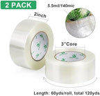 BOMEI PACK Filament Strapping Tape, 5.5 Mil 2 Inch x 60 Yards, Heavy Duty Reinforced Fiberglass Packing Tape, 2 Pack