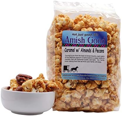 Amish Good Premium Caramel Popcorn with Almond and Pecans * Real Butter and Coconut Oil in 12 Ounce Bag