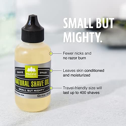 Pacific Shaving Company Natural Shaving Oil - Shaving Oil for Men & Women - Avocado, Sunflower Seed & Vitamin E Oil for Face, Legs, Arms & Full Body - Unisex Beard & Shave Care (2 Fl Oz)