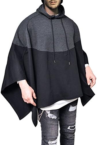 Men's Oversized Batwing Sleeves Hooded Poncho Cape