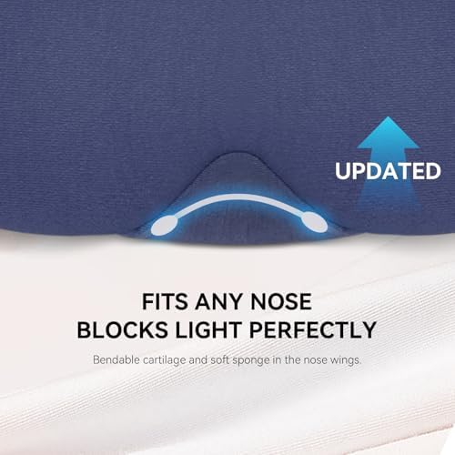Mavogel Cotton Sleep Mask - 100% Handmade, Light Blocking Sleep Eye Mask with Updated Bending Nose Design, Soft Sleeping Mask for Women Men, for Sleep/Office/Naps, Includes Travel Pouch (Starry Blue)