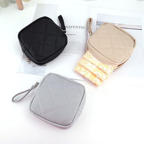 Sanitary Napkin Storage Bags, Portable Makeup Bag, Portable Feminine Product Pouch, Reusable Menstrual Pads Storage Organizers Pouch (Beige)