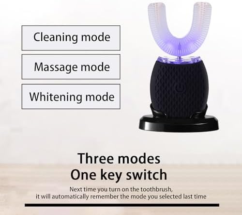 Automatic Toothbrush for Adult - Ultrasonic Electric Toothbrush with Soft Bristles Waterproof & Washable Rechargeable Portable Design with Wireless Charging 30'' Timer for Travel & Home Use (Black)
