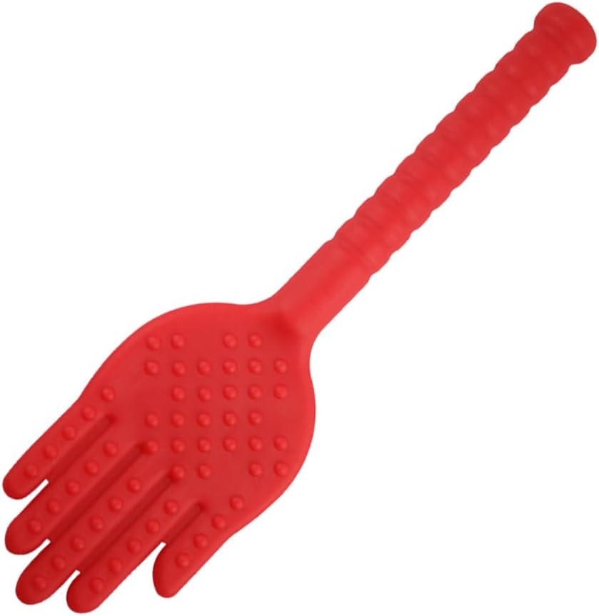Palm Shaped Plastic Health Massage Hammer Durable Elastic Beat Pat Tool for Fatigue Relief Blood Circulation for Full Body Therapy Red