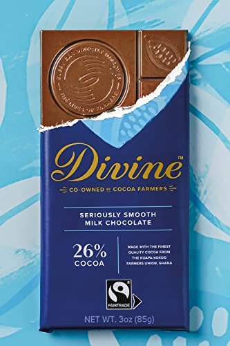 Divine Chocolate Bars - Milk Chocolate - Made with Fairtrade Cocoa, Natural Ingredients, No Artificial Flavors | 3oz. Bars (12 Pack)