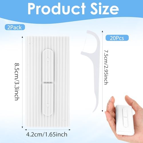 Portable Dental Floss Case, 2 Pcs Refillable Travel Floss Pick Dispenser Storage Organizer Box Storage 20 Pcs Teeth Cleaning Picks for Oral Care Teeth Cleaning Perfect Tool