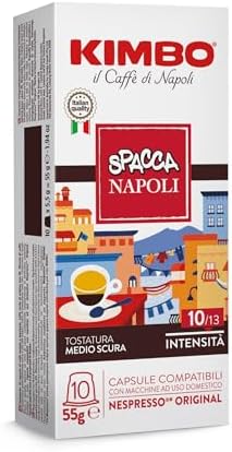 Kimbo Espresso Napoli – 100 Capsules Compatible with Nespresso Original | 10 Packs of 10 | Dark Roasting | Intensity 10/13 | Rich and Persistent Aroma