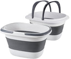 Goderewild 2 Pack Large Collapsible Mop Bucket 4.2 Gallon(16L) with Handle for House Cleaning, Space Saving Outdoor Multiuse Foldable Water Pail for Camping, Fishing, RV(2, Grey)