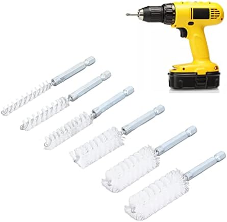 6PCS Hole Cleaning Brushes Bore Brush for Drill Twisted Wire Cleaning Brush Power Drill Cleaning Wire Brush with 1/4in Hex Shank for Power Drill Impact Driver (Nylon (White))