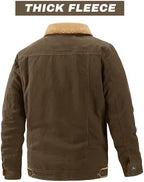 EKLENTSON Men's Winter Jacket Thick Thermal Cotton Warm Fleece Lined Coat Trucker Lapel Work Cargo Jackets for Men