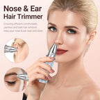 Facial Hair Removal for Women: 2-in-1 Rechargeable Nose Hair & Eyebrow Trimmer, Face Shaver with Built-in LED Light for Removing Chin, Upper and Lower Lip Area Peach Fuzz