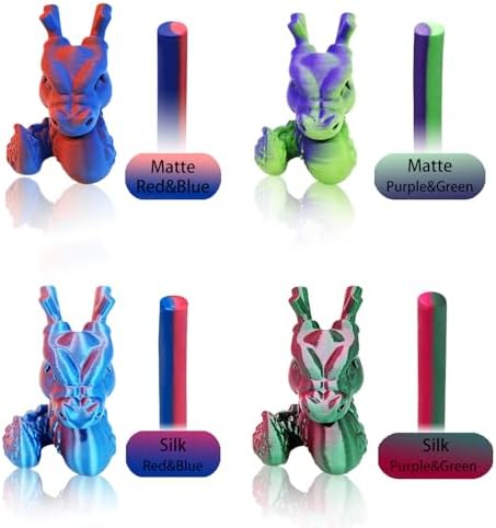 Reprapper 4X 250g Color Pack, Dual Color Filament Coextrusion PLA Filament 1.75mm for 3D Printer, 4 x 250g Spools Matte Red/Blue, Matte Purple/Green, Silk Red/Blue, Silk Purple/Green