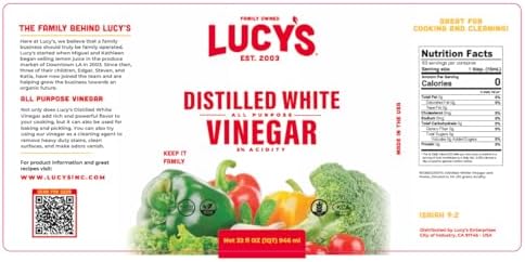 Lucy's Family Owned - Natural Distilled White Vinegar, 1 Gallon (128 oz) - 5% Acidity (White Vinegar, 1 Gallon (128 fl oz.))