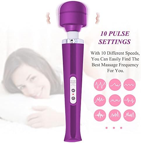 YEVIOR Cordless Personal Electric Massager with 10 Powerful Pulse Settings, Rechargeable Handheld Back Massager for Deep Muscles Pain Relief (Purple)