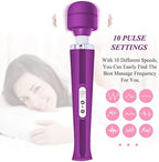 YEVIOR Cordless Personal Electric Massager with 10 Powerful Pulse Settings, Rechargeable Handheld Back Massager for Deep Muscles Pain Relief (Purple)