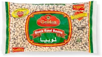 Golden Black Eyed Beans | 1 lb (16 oz) Packet | Premium Dry Legumes | Authentic Southern & Mediterranean Cooking Ingredient | Perfect for Soups, Stews, Salads & Hoppin’ John