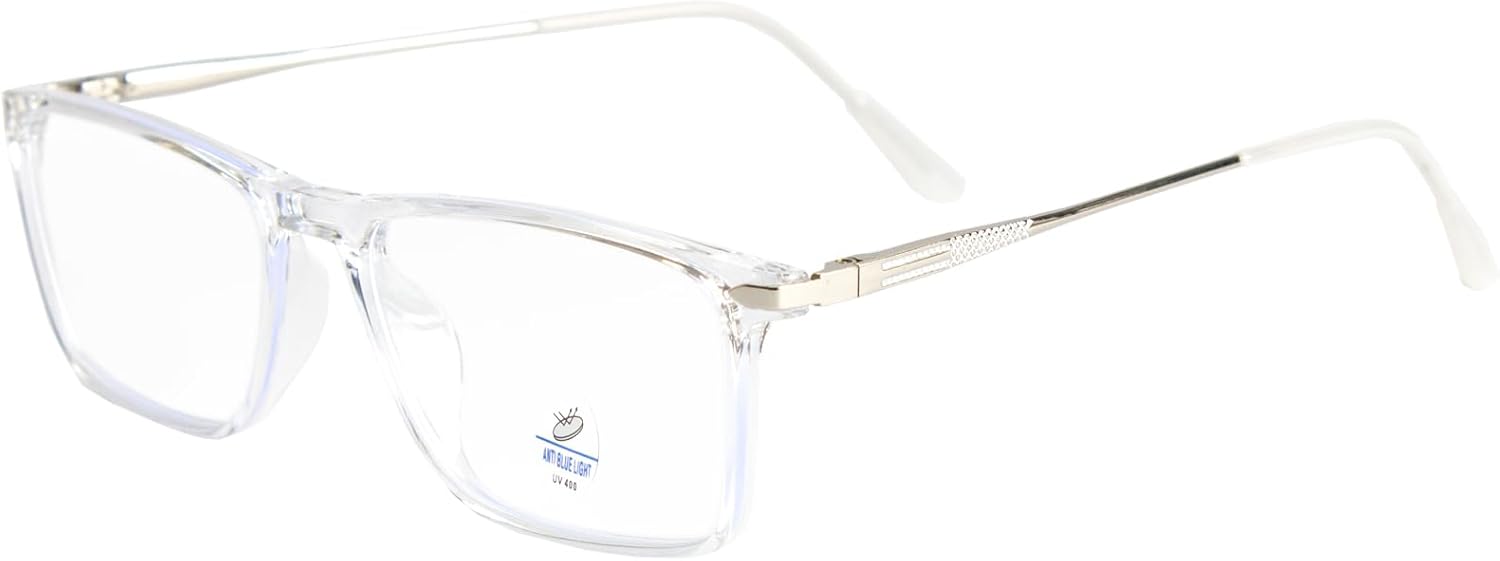 Blue Light Blocking Glasses for Men & Women, Small to Medium Face – Lightweight TR90 Clear Frame, Flexible Computer & Gaming Glasses, Anti Eye Strain