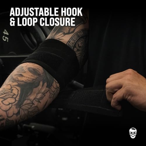 Gymreapers Weightlifting Elbow Wraps (1 Pair) - Flexible 40'' Elbow Compression Strap & Joint Support Brace - for Bench Press, Powerlifting, and Pressing